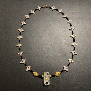 Spodumene and Pearl necklace (ultrasonically drilled)